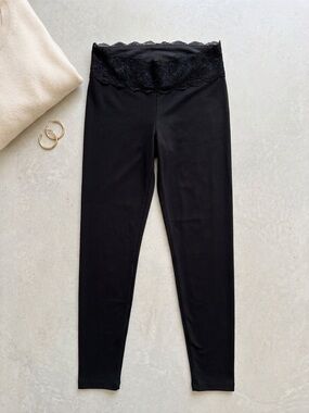 PINK Victoria's Secret Black Lace-Waist Y2K Leggings